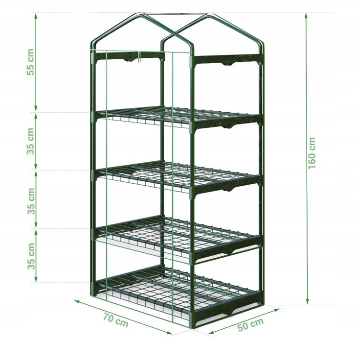 Mini Szklarnia Ogrodowa Balkonowa 160x70x50 cm Regał na Kwiaty Tunel