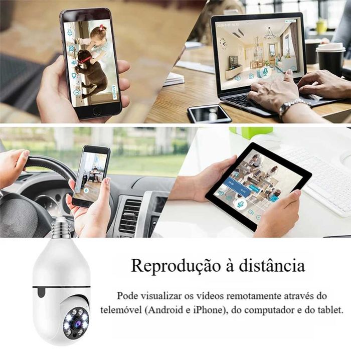Câmara Lâmpada ‼️ WiFi/Sem Fios ‼️ Rotação 360⁰‼️ PTZ ‼️ Visão Noturna