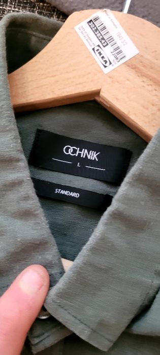 Męska Lniana koszula Ochnik rozmiar L zielona