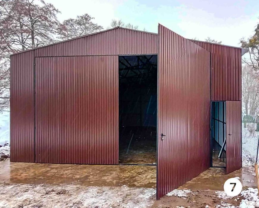 Wiata stalowa magazynowa z blachy ocynkowanej montaż