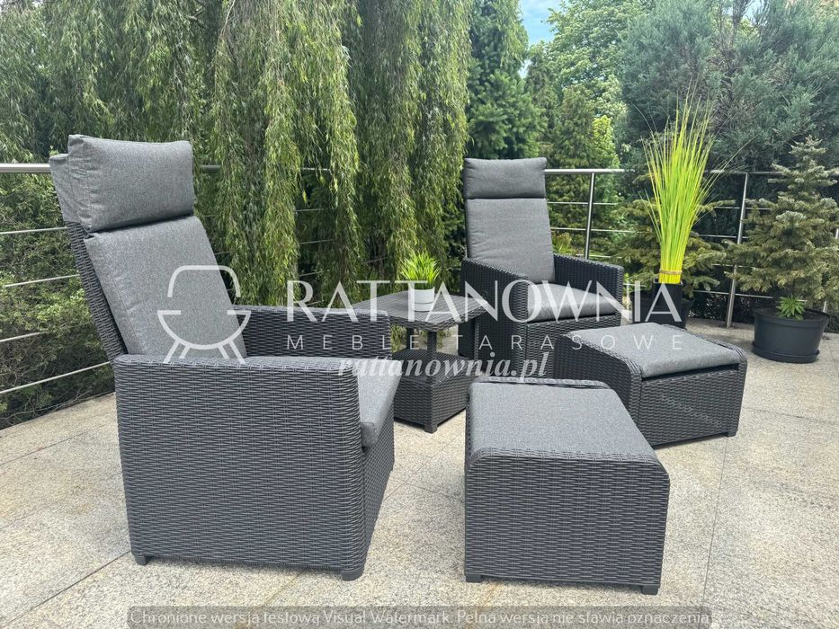 Zestaw Rozkładanych Foteli Wypoczynkowych Taras/Ogród Z Podnóżkami