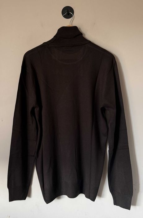 Sweter męski z golfem z wełną z merynosa i kaszmirem L brązowy