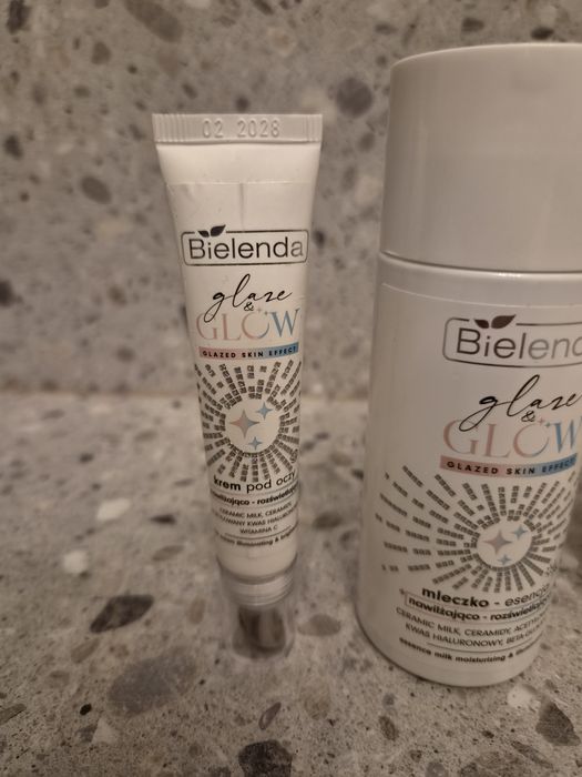 Bielenda seria glaze & glow - mleczko / krem do twarzy / serum / krem pod oczy