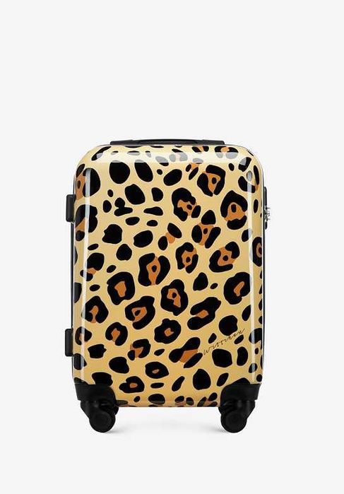 Wittchen Komplet Walizka i kosmetyczka kabinowa z ABS-u beżowo-brązowa