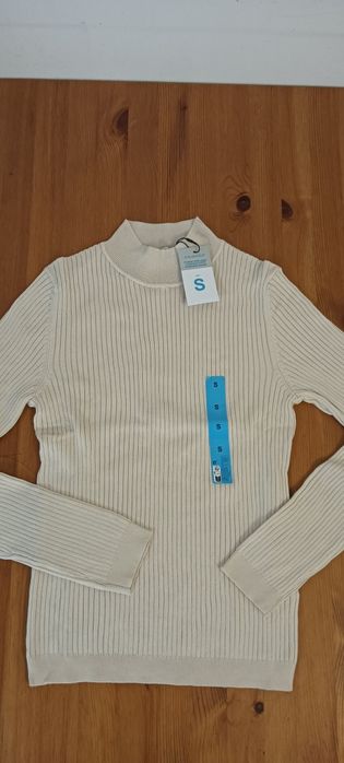 Camisola canelada bege S