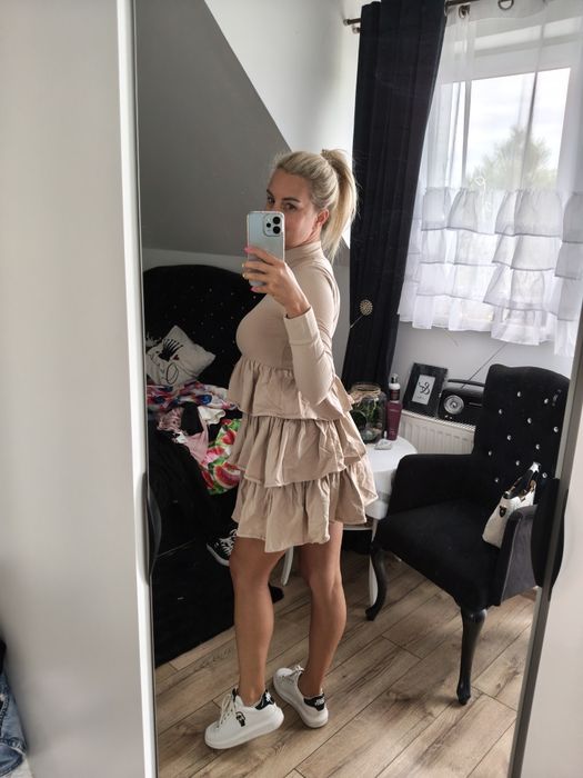 Andżela sukienka falbanki roz S/M