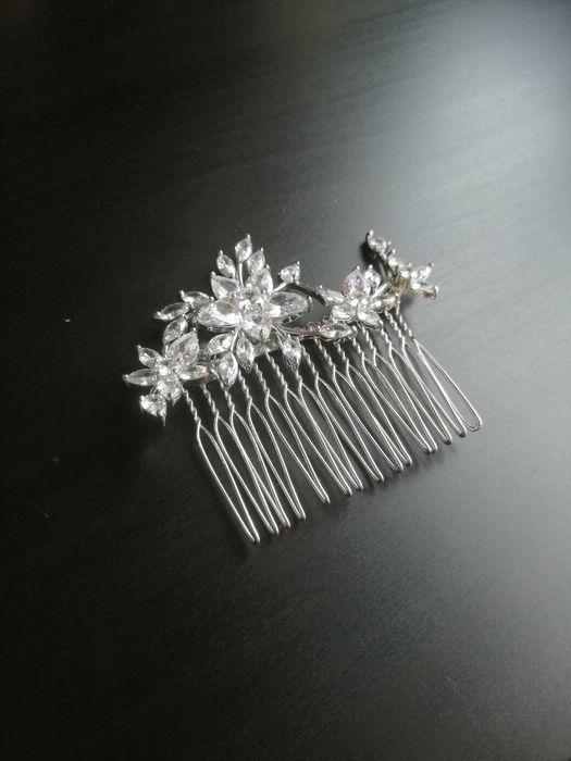 Bijou Brigitte - Floral Shine, wsuwka, grzebień srebrna, ślub