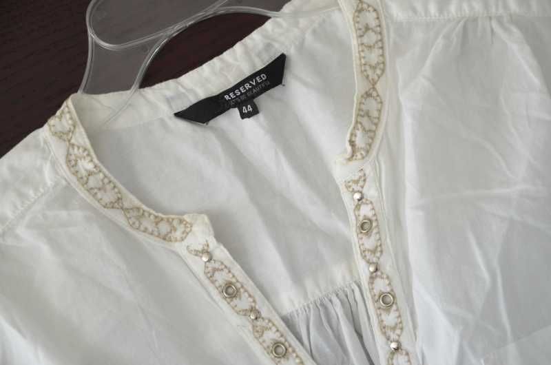 RESERVED zwiewna koszula bluzka damska na lato biała j nowa L XL 44 46