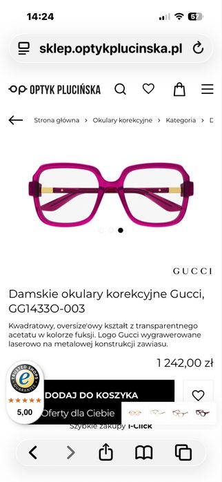 Gucci oprawki korelcyjne