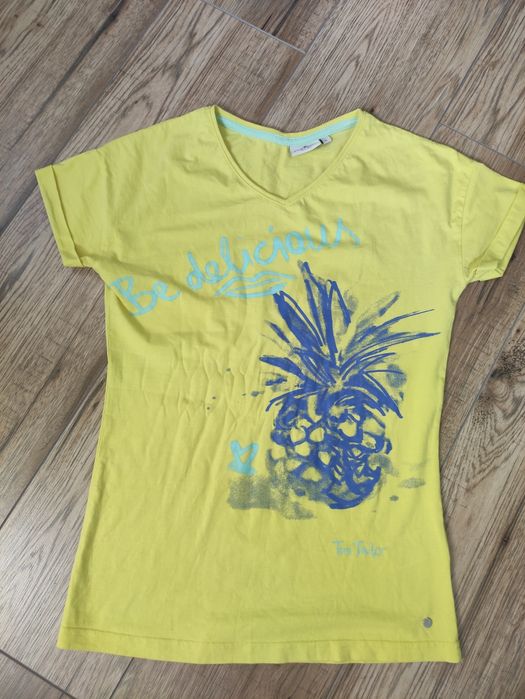 T-shirt damski w kolorze żółtym Tom Tailor rozm. L, niebieski ananas