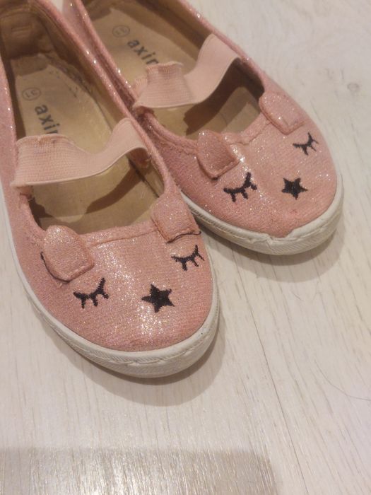 Różowe brokatowe kapcie / balerinki AXIM – rozmiar 31