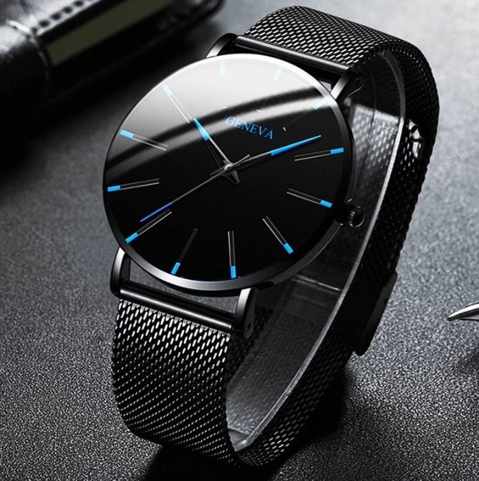 [Pack de 7!] 7x Relógios GENEVA (Preto e Azul) - Relogio Luxury Quartz