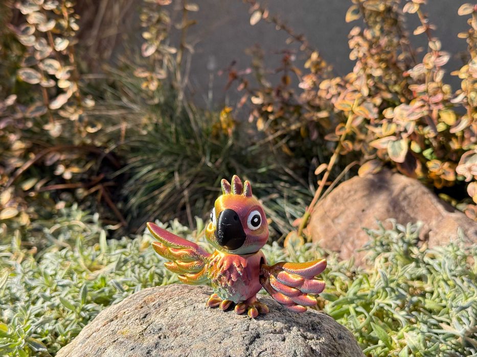 Papuga 3D – bajkowa, kolorowa przegubowa figurka, dekoracja