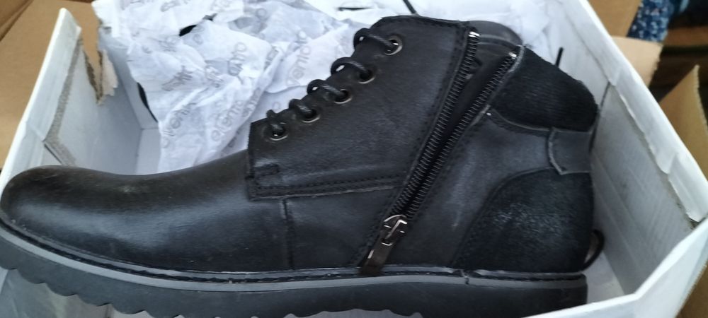 Męskie buty do kostki, ocieplane skórzane,rozm.40