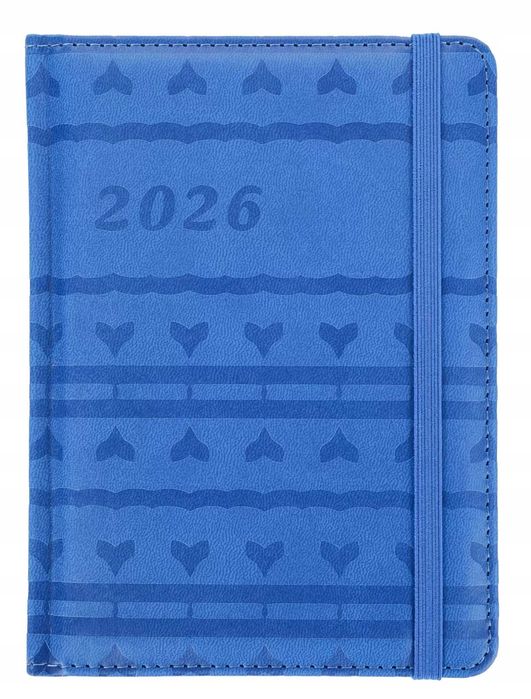 Terminarz 2026 mały tygodniowy kalendarz niebieski gąbka książkowy