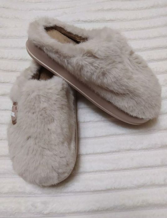 Капці жіночі плюшеві теплі бежеві 38 тапочки женские плюшевые теплые