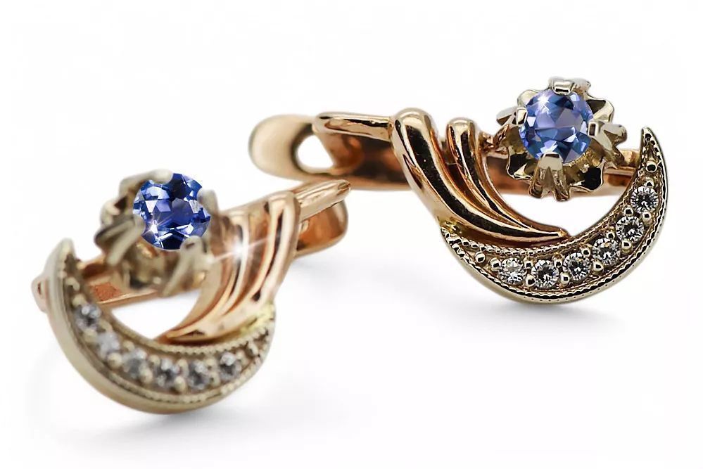 Kolczyki z brylantami aleksandrytami 14k różowego złota ved093rw-ax P