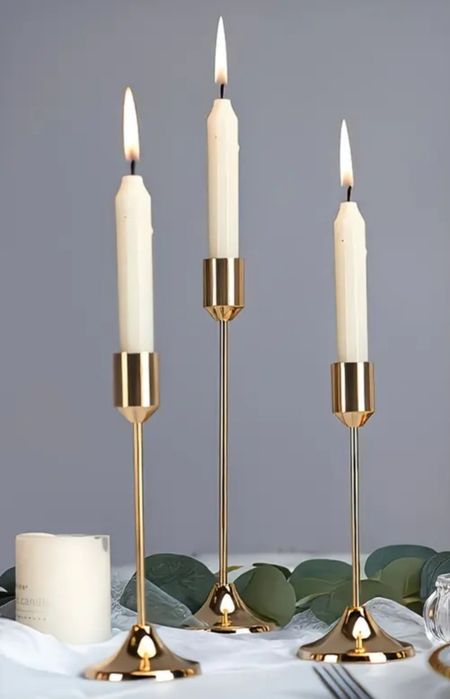 Złote Świeczniki, 3 sztuki, nowe i nieużywane