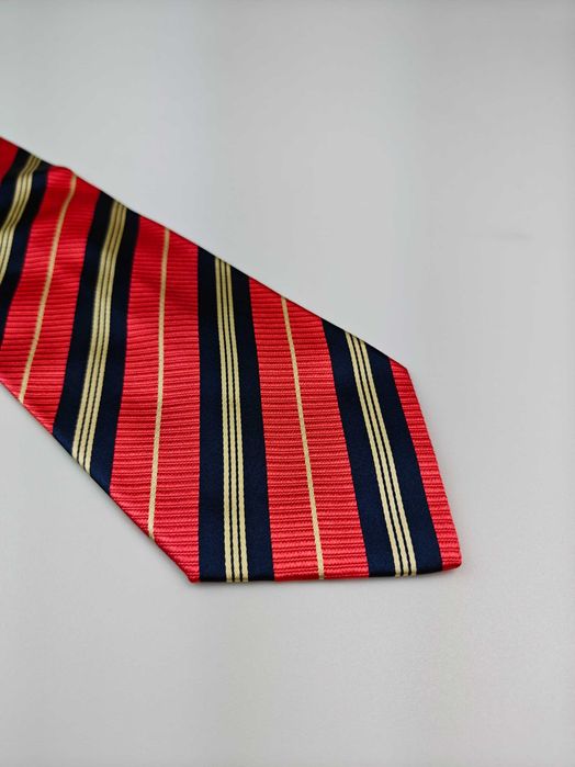 Ermenegildo Zegna łososiowy jedwabny krawat w paski regimental lip76