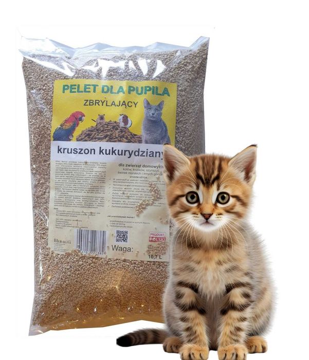 Kruszon do kuwety kukurydziany zbrylający drobny żwirek dla kota 32,1L