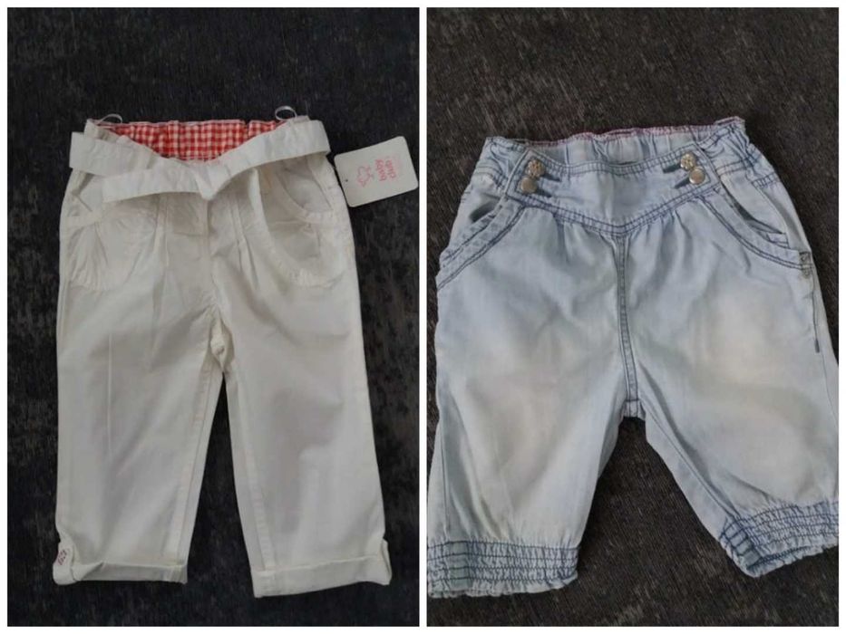 zara c&a zestaw spodnie spodenki letnie jeans białe r 80,  82