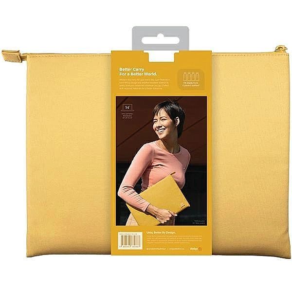 Pokrowiec UNIQ Lyon Waterproof RPET na laptopa 14" - żółty