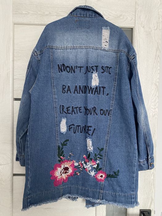 Джинсова куртка подовжена, джинсовка