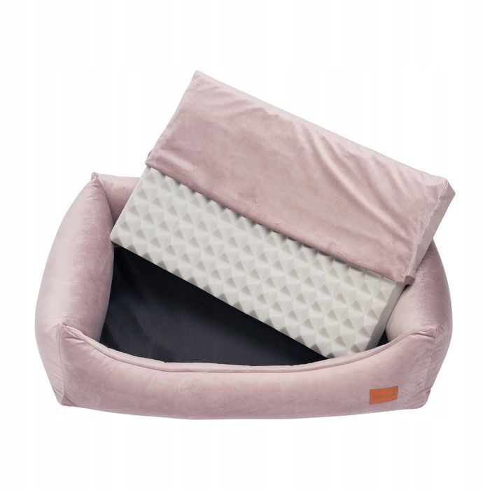 ortopedyczna kanapa średni pies mops beagle terrier 90x70x20cm różowa