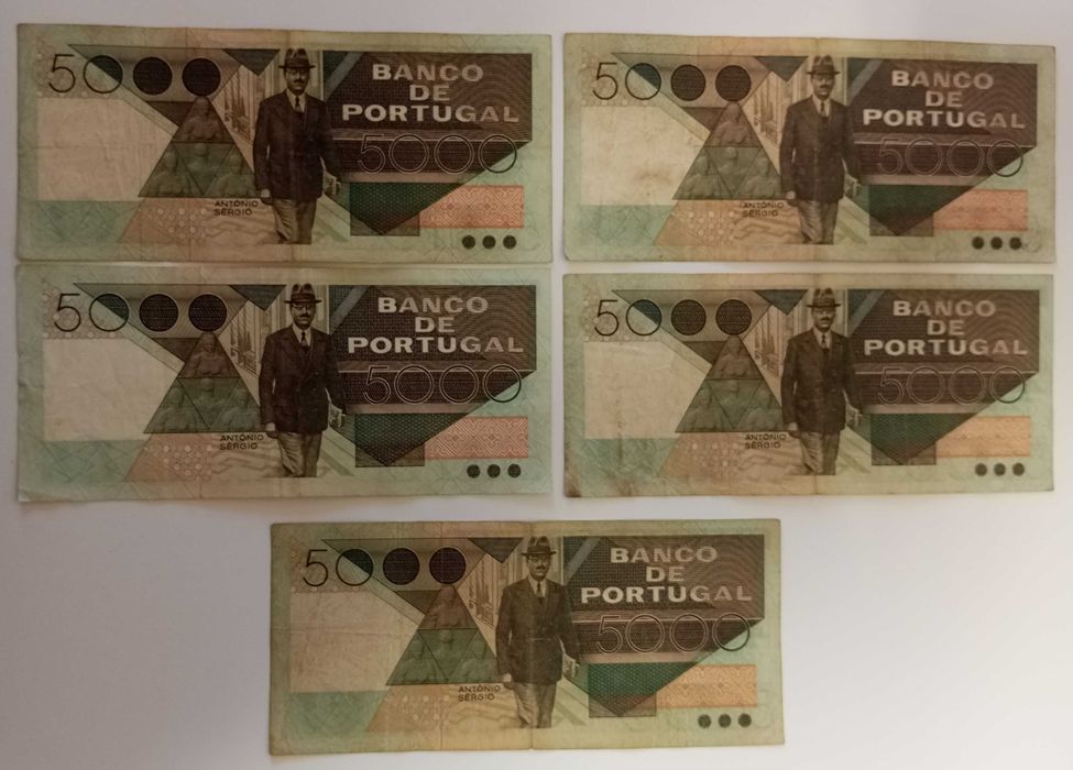 Notas de 5000 escudos de António Sérgio   25 E cada