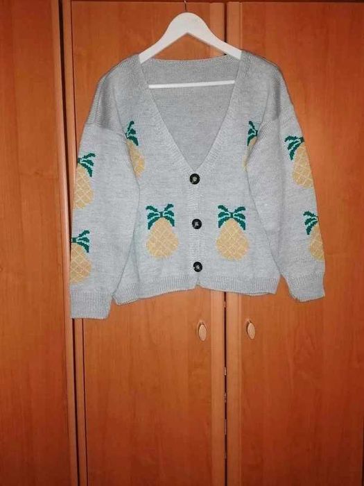 Sweterek damski w ananasy, Nowy, rozmiar L