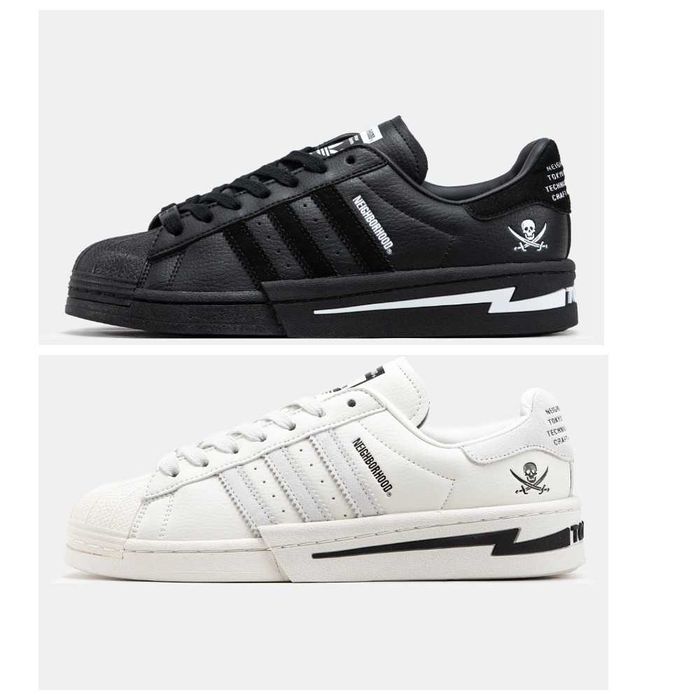 Унисекс кожаные кроссовки Adidas Superstar x Neighborhood адидас чорні
