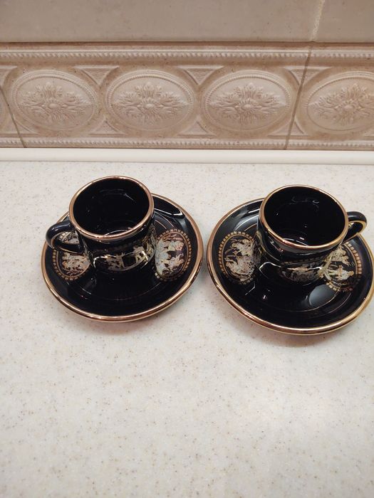 Кофейная пара. Кобальт ,24 к.золото.