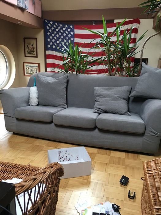 Kanapa IKEA szara 5 poduszek