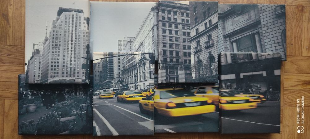 New York Taxi obraz w stylu tryptyku. Darmowa dostawa paczkomat.