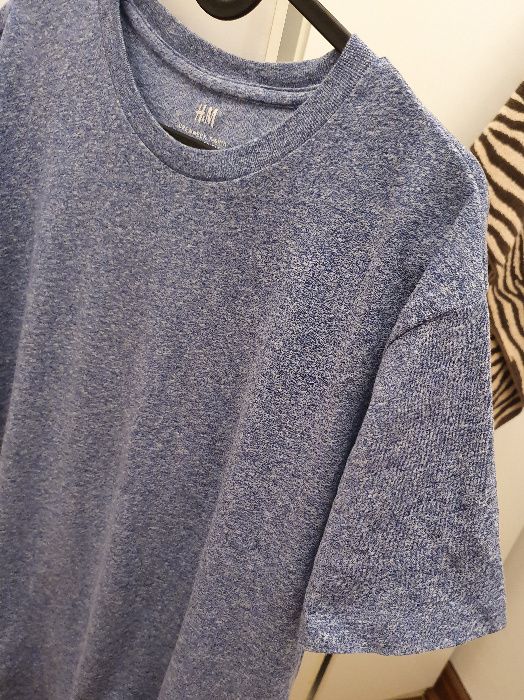 Niebieski bazowy t-shirt uniseks H&M rozm. M