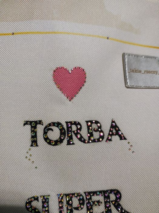 Wyjątkowa torba na ramię ozdobiona kryształkami  handmade