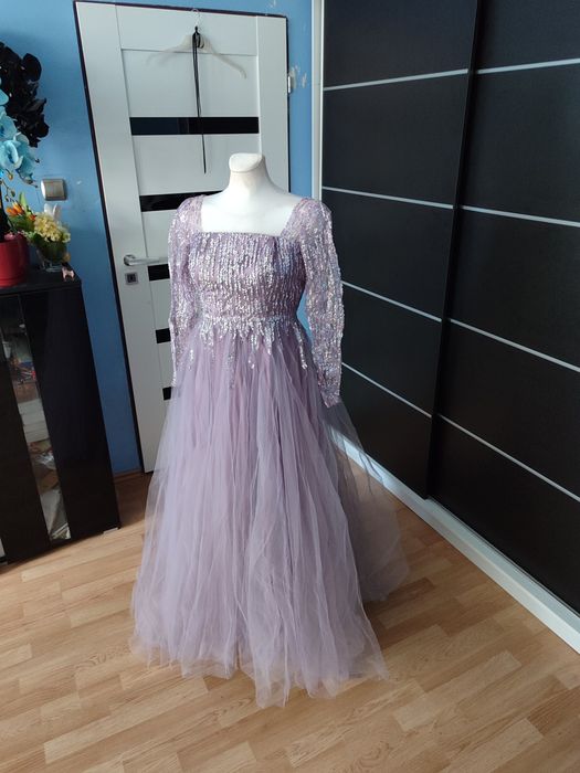 Suknia maxi wrzosowa