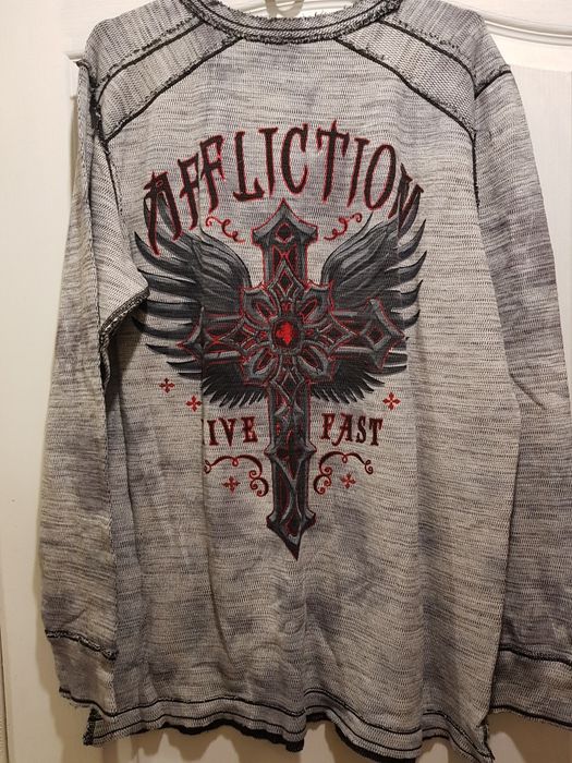 Реверсивный лонгслив Аffliction "Live Fast", размер ХХL - наш 54-56