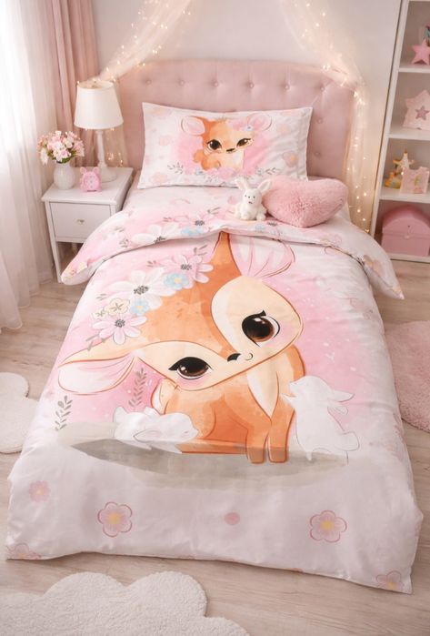 Pościel dziewczęca dla dziewczynki bawełniana 135 x 100 cm na pojedyncze łóżko