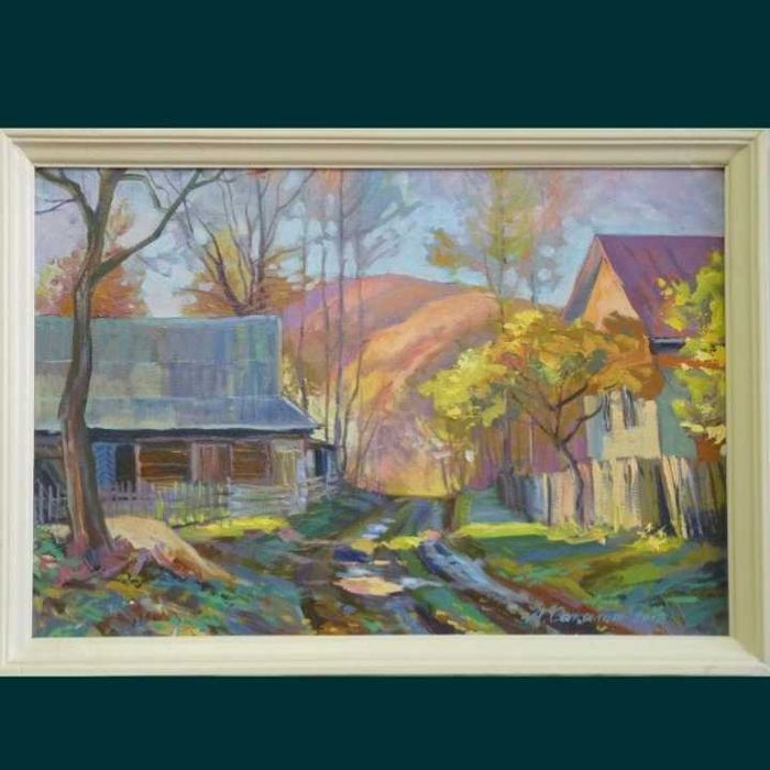 Картина "Осень в горном селе". Маслом. Анатолий Сакалош. Украина
