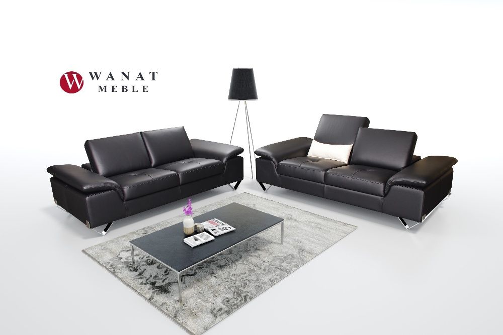 Wypoczynek Colorado Włoski Styl Czarna skóra natur