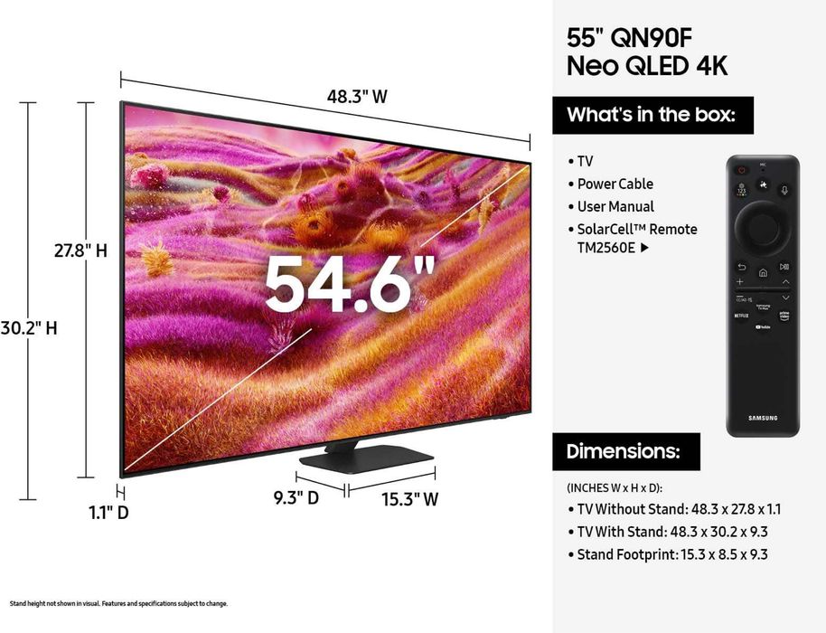 Телевізор Samsung NeoQLED MiniLED 43QN90F, 50QN90F, 55QN90F, 65QN90F