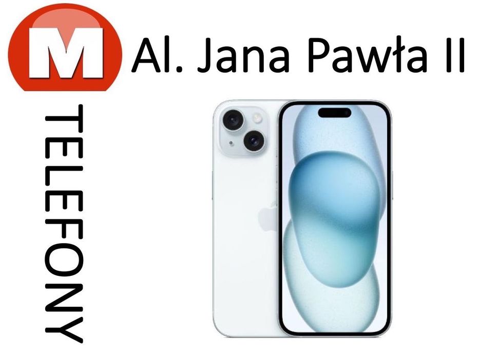 iPhone 15 128GB Niebieski JAK NOWY Gwarancja AL JANA PAWŁA