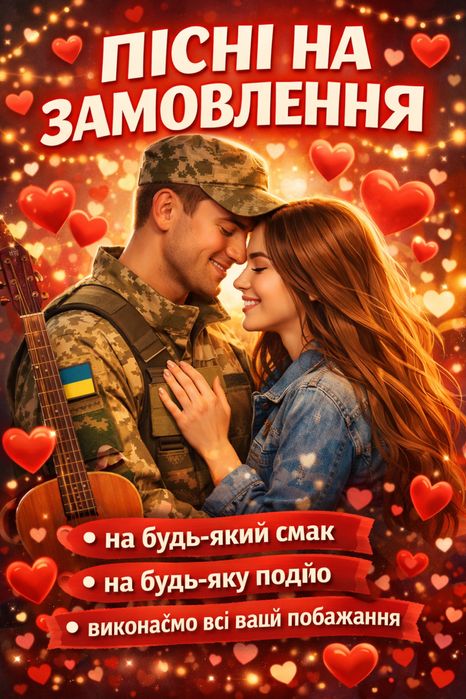 Пісня на замовлення індивідуально для вас, пісня музика на замовлення