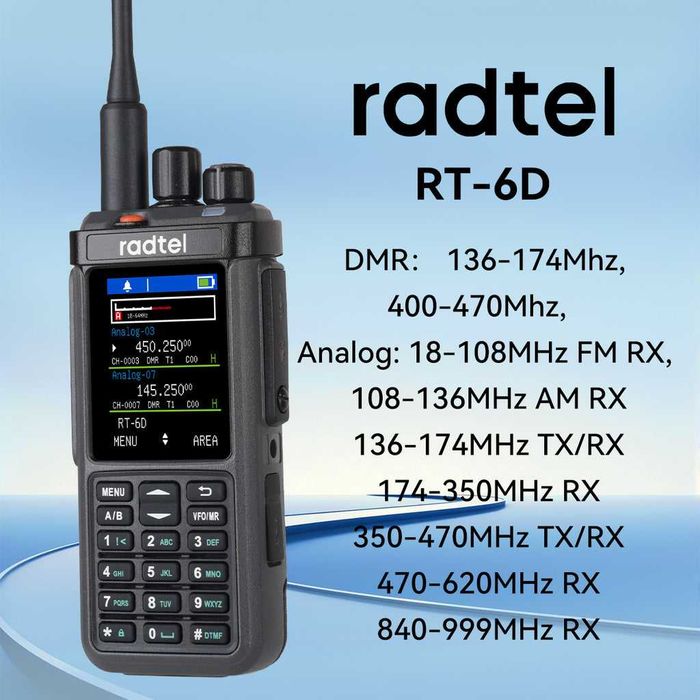 Radtel rt-6d DMR 10W GPS/APRS Satcom