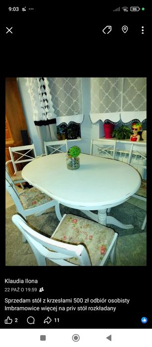 Komplet stół z krzesłami