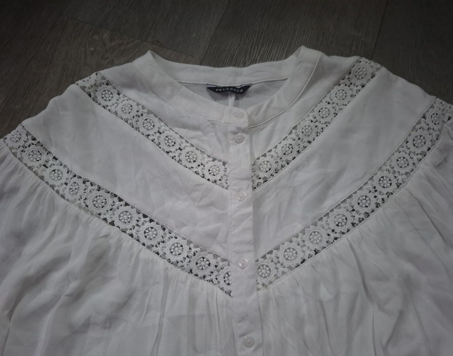 Біла сорочка, блуза з мереживом і широкими рукавами peacocks  2xl-3xl