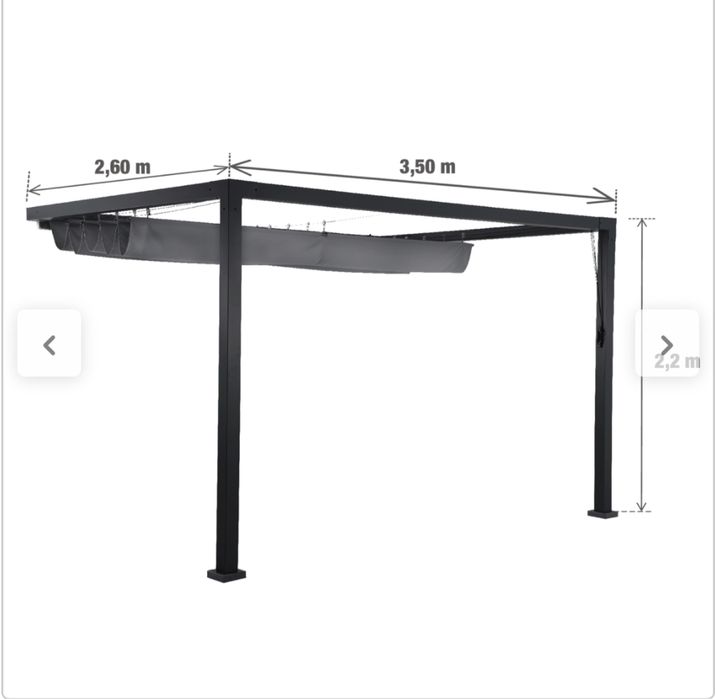 Pawilon ogrodowy pergola Manea 260x350x220 cm przyścienny antracyt