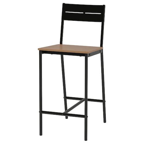 Banco alto, preto/velatura castanha 2x (Conjunto)