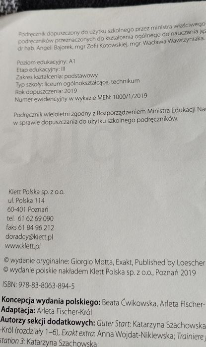 Podręcznik EXAKT PLUS 1